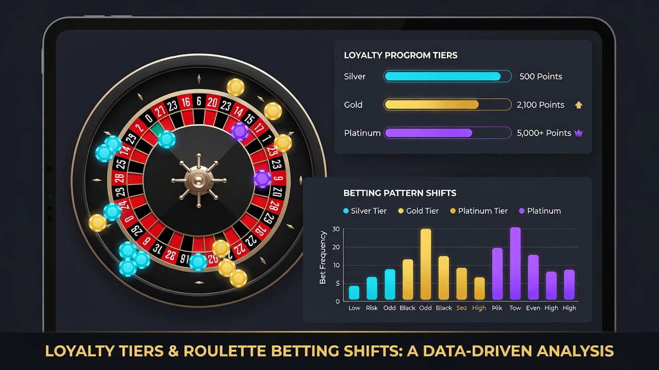 Analytics dashboard showing roulette bet distribution across loyalty tiers with upward trends in wager sizes